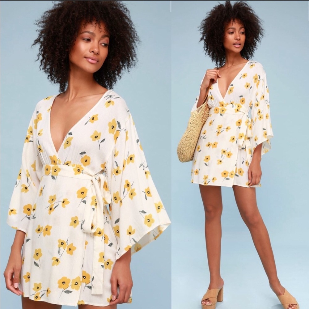 Billabong Cream Floral Wrap Dress